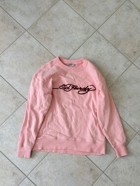 Ed Hardy Pink Crewneck with Script Logo